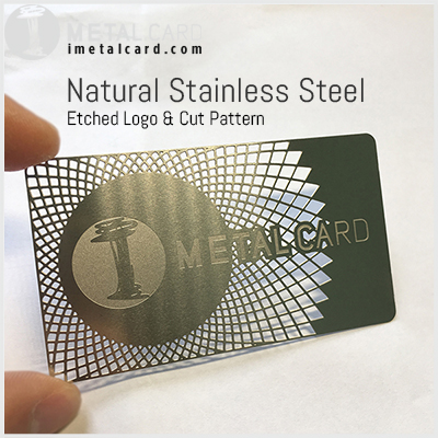 Stainless steel metal card with cut logo