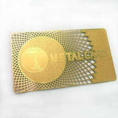 Matte brass cheap metal business cards with etched logo and frosted texture