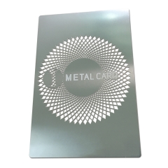 Metal stainless steel invitation with etched logo and cut background