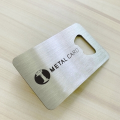 Stainless steel metal business card bottle opener