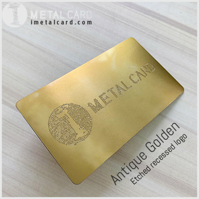 Antique gold metal business card