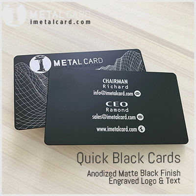 Metal black business card ready to ship in 48 hours