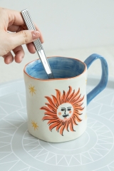 Hand-Painted Sun Stoneware Mug