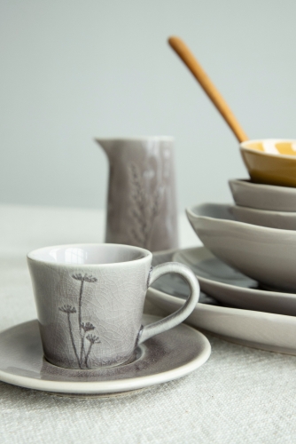 Cold Grey Debossed Floral Tableware