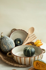 Soft Earthy Tone Speckled Pumpkin Cookware