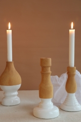 Wooden Texture Taper Candleholders