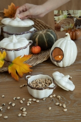 White Glaze Speckles Pumpkin Shaped Candle Holder