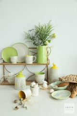 Green and White Embossed Bunnies Tableware Collection