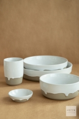 White Half-Dip Hang Glaze Tableware Collection