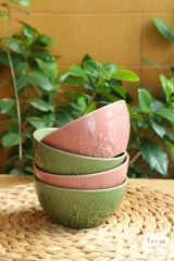 Embossed Pink and Green Tableware Collection