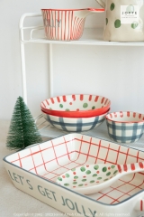 Joyful Handpainted Dots and Stripes Christmas Cookware