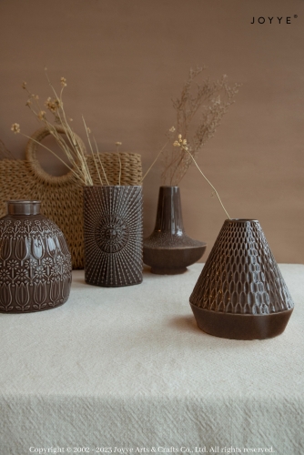 Vintage Dark Brown Ceramic Vase Collection