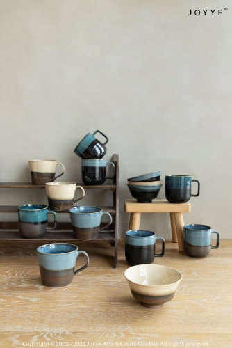 Earthy Tones and Blue Half-dipped Mug Collection