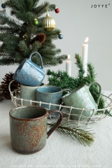 Christmas Lake Blue and Ink Green Debossed Mugs