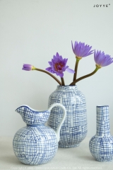 Unfussy Stripes Blue and White Ceramic Vase Collection