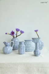 Unfussy Stripes Blue and White Ceramic Vase Collection