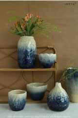 Organic Gradient Crackle Glaze Vase and Planter Collection