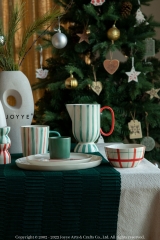 Christmas Handpainted Red and Green Stripes Tableware