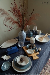 Christmas Blue and White Debossed Tableware
