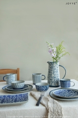 Handpainted and Stamped Elegant Blue Tableware Collection