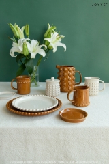 Vintage Amber Tone Embossed Stoneware Tableware Collection