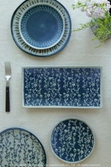 Handpainted and Stamped Elegant Blue Tableware Collection