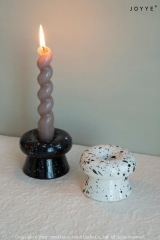 Modern Black and White Shiny Marble Effect Candleholders