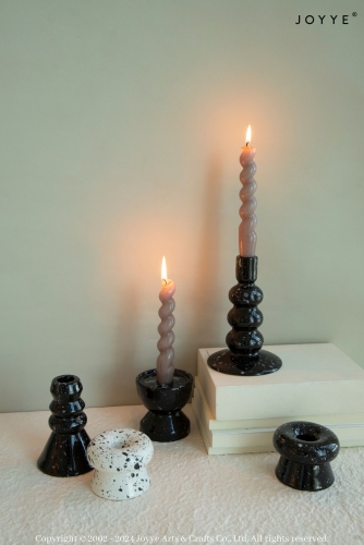 Modern Black and White Shiny Marble Effect Candleholders