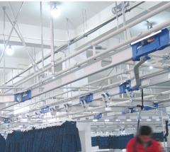 Intelligent garment cut piece hanging conveyor system