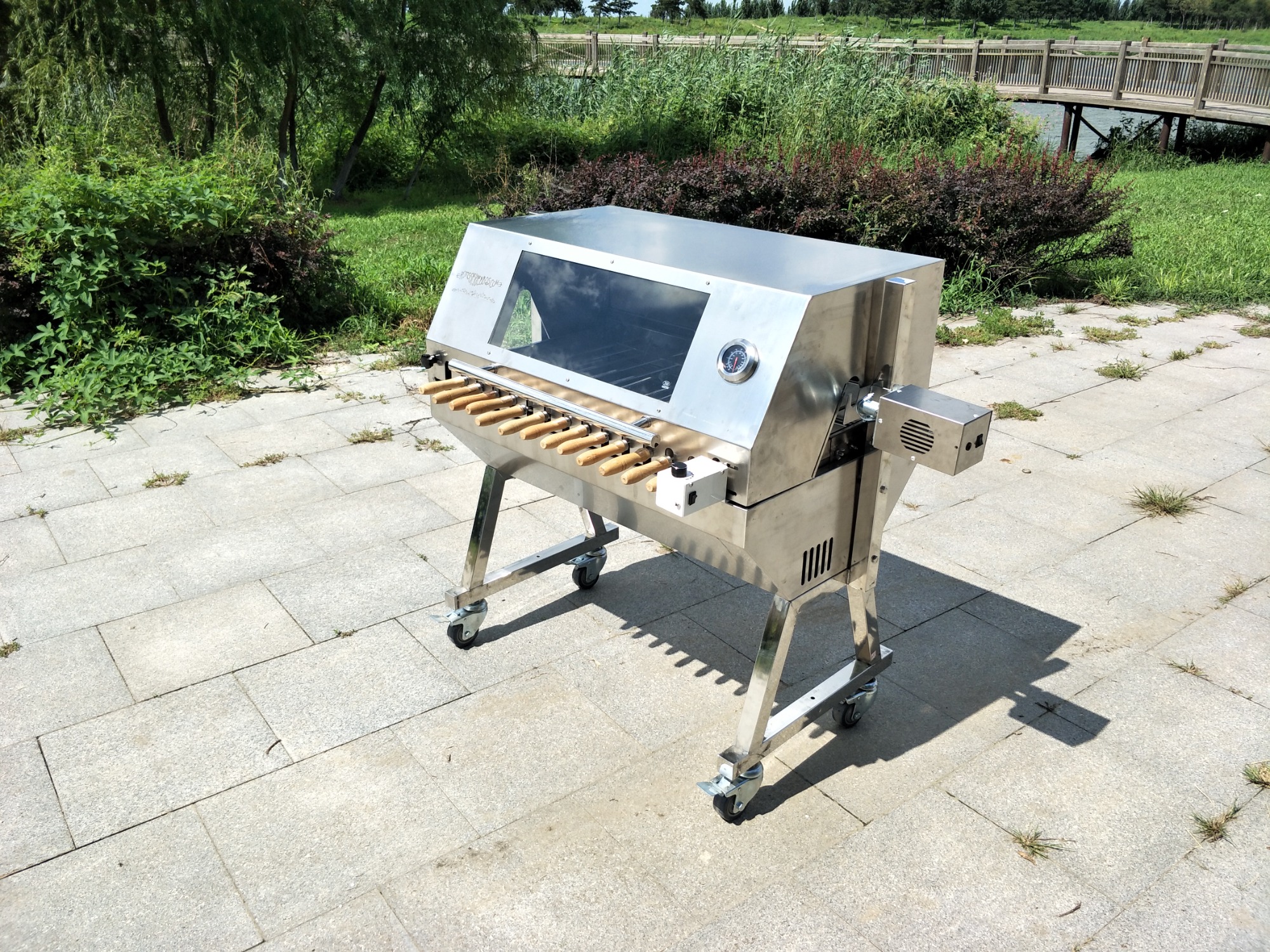 Rotating BBQ Skewer All Stainless Steel Lamb Rotisseries BBQ Grill Spit