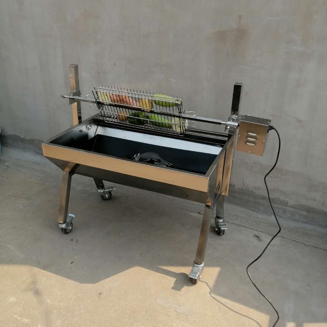 Stainless Steel Universal Grill Rotisserie Spit Rod Flat Basket