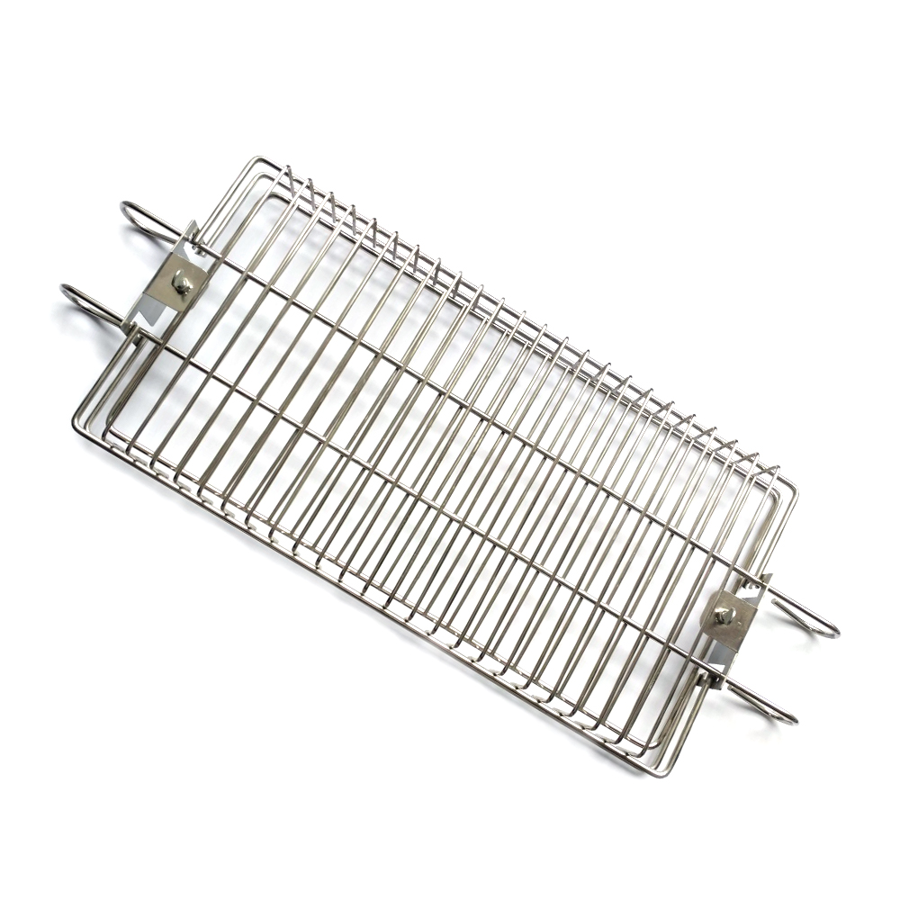 Stainless Steel Universal Grill Rotisserie Spit Rod Flat Basket