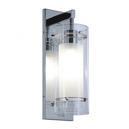 Wall Sconce 1 Light Wall Mount Light with Clear and Frost Glass Contemporary Chrome Bathroom Vanity Wall Light  XB-W1159-CH