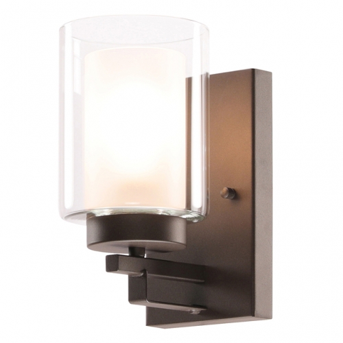 Wall Light 1 Light Bathroom Vanity Lighting with Dual Glass Shade in Dark Bronze Indoor Wall Mount Light  XB-W1195-1-DB