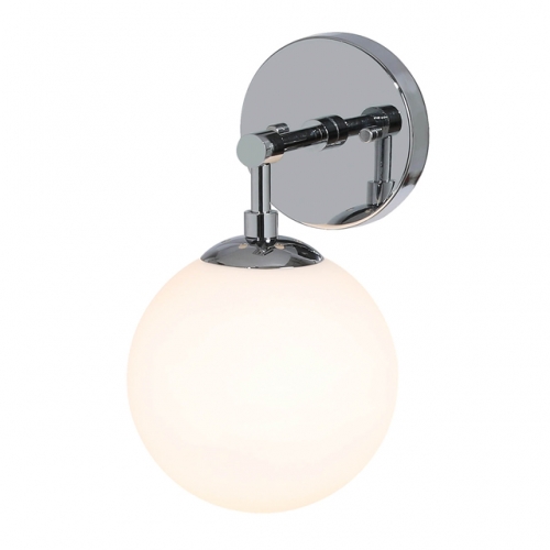 Wall Light 1 Light Vintage Wall Sconce with White Globe Glass, Up/Down Bathroom Wall Light in Chrome for Living Room & Kitchen XB-W121-CH