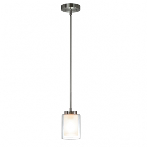 Pendant Lighting Modern 1 Light Mini Pendant Light with Dual Glass in Brushed Nickel, Adjustable Hanging Ceiling Light for Kitchen & Living Room XB-P1195-BN