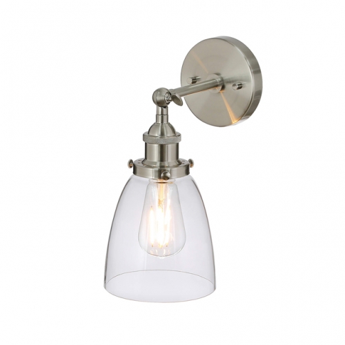 Wall Light 1 Light Glass Wall Lamp, Wall Sconce in Brushed Nickel for Loft, Kitchen & Corridor XB-W160-1-BN