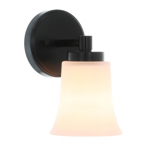 Wall Sconce, 1 Light Black Glass Vanity Wall Light for Bathroom & Hallway XB-W1235-1-MB