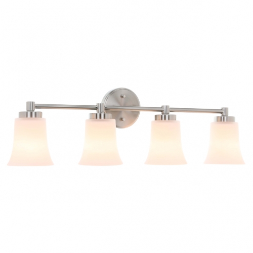 Vanity Light, Modern Bathroom Wall Light, Brushed Nickel 4 Light Bath Bar Light with Glass XB-W1235-4-BN