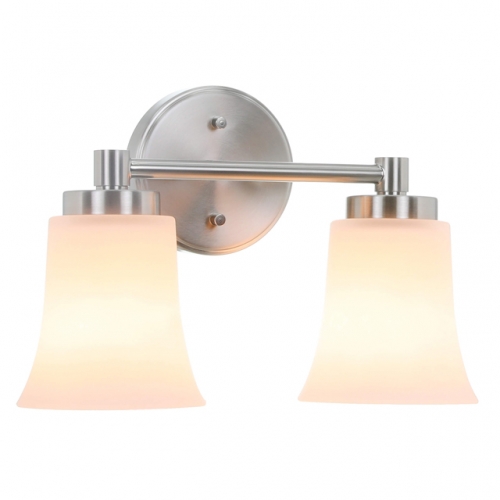 Bathroom Vanity Light, Modern Wall Light with Glass, Brushed Nickel 2 Light Bath Bar Light XB-W1235-2-BN