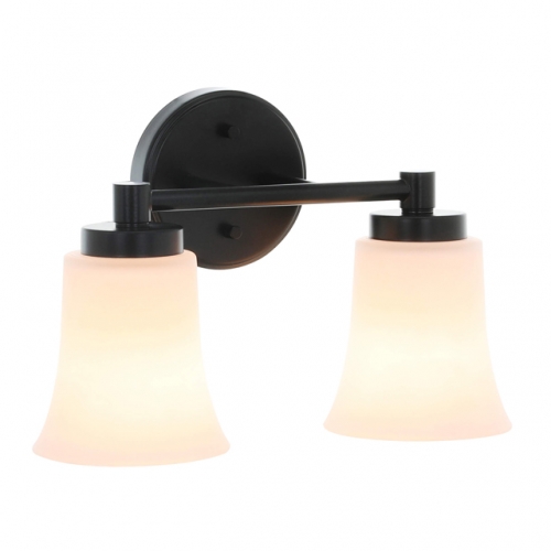 Bathroom Vanity Light, Vintage 2 Light Sconces Wall Light with Glass, Black Wall Mounted Light XB-W1235-2-MB