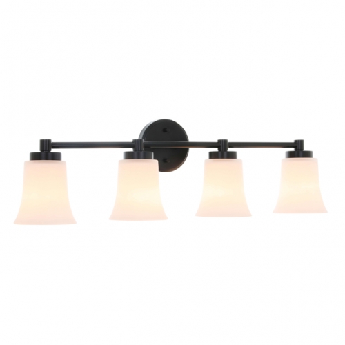 Vanity Light, Modern 4 Light Bath Bar Light, Black Bathroom Wall Light with Glass XB-W1235-4-MB