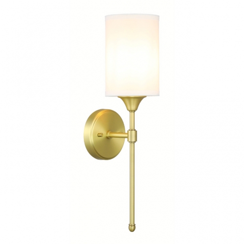 Wall Sconce Lighting, Vintage 1 Light Bathroom Sconce Vanity Light with Fabric Shade Satin Brass Finish for Corridor Bedroom & Living Room XB-W1260-SB