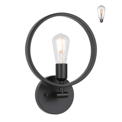 Wall Sconce Black Bathroom Vanity Light Fixture with LED Bulb, Industrial Single 1 Light Sconces Wall Light for Hallway Bedroom XB-W1269-MB-LED