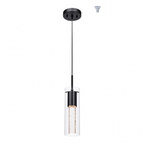 Pendant Lighting, Modern 1 Light Mini Hanging Kitchen Isaland Pendant Light with LED Bulb & Bubble Crystal Black Finish XB-P1110-MB