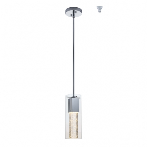 Pendant Lighting, Modern Chrome 1 Light Mini Kitchen Island Hanging Pendant Light with Glass XB-P1110-SQ