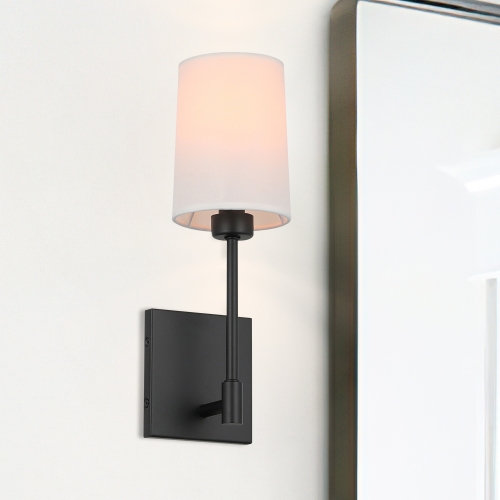Wall Lamp, Modern Black Bedroom Wall Sconce 1 Light Sconces Wall Lighting with Fabric Shade XB-W1215-1-MB