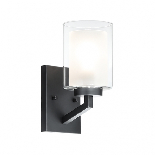 Sconces Wall Lighting, Black 1 Light Vanity Sconce Light, Dual Glass Wall Mounted Light Fixture for Bathroom Hallway & Kitchen XB-W1294-1-MB