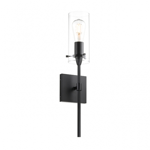 Black Wall Sconce, Modern 1 Light Sconces Wall Lighting with Glass Shade,Indoor Vanity Light Fixture for Bathroom Hallway & Kitchen XB-W1301-MB