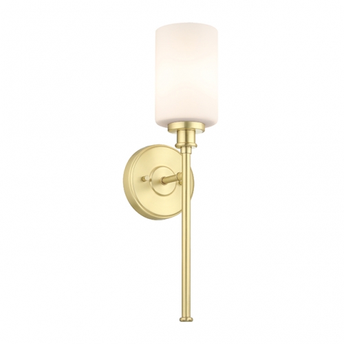 Brass Wall Sconce, 1 Light Bathroom Sconce Light Modern Glass Sconces Wall Lighting for Hallway Corridor & Living Room XB-W1305-1-SB